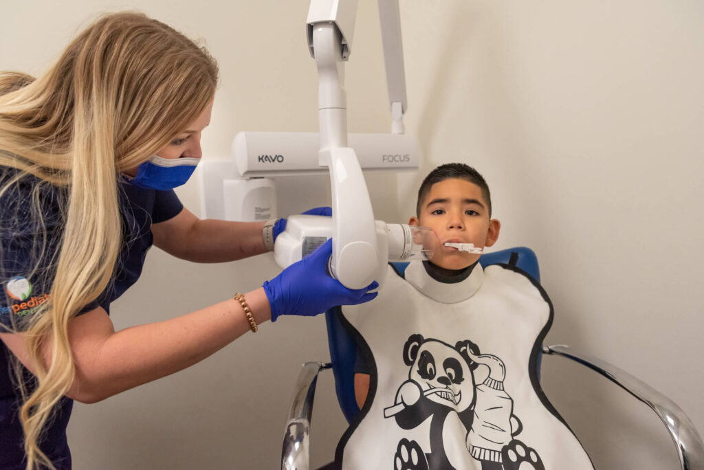 Child patient getting digital x-rays at Tyler Pediatric Dentistry